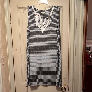 Max Studio Navy and White Striped Dress